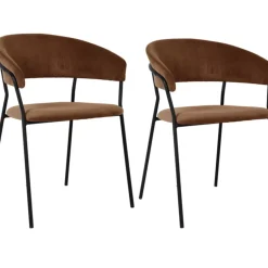 Armlehnstuhl Belle Cord Braun (2/Set)