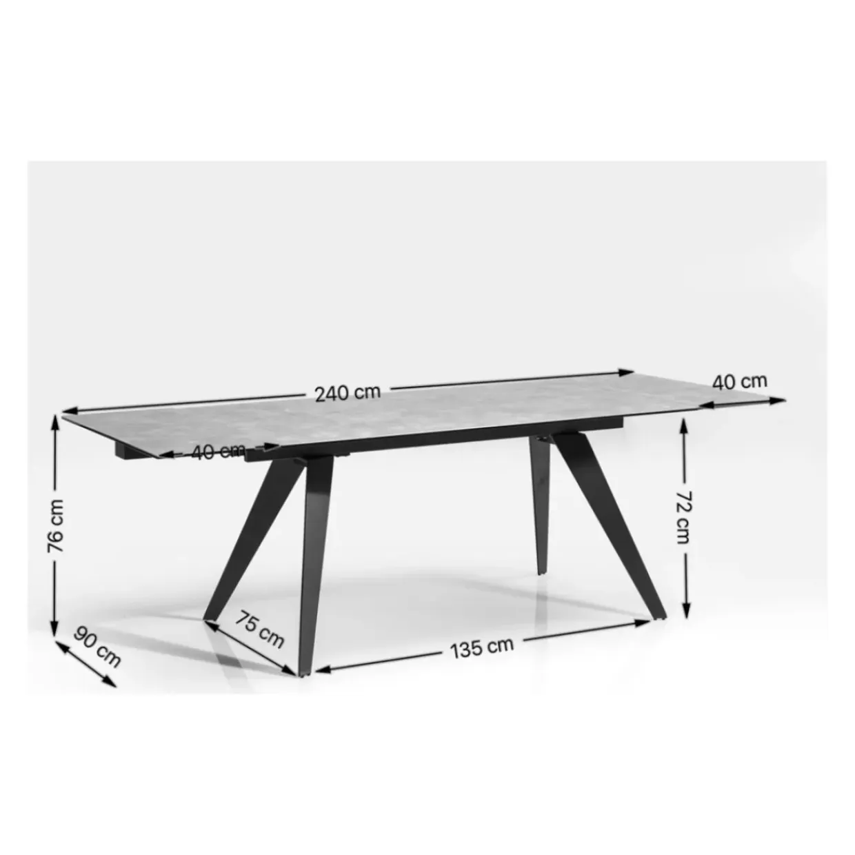 Ausziehtisch Amsterdam Weiss 160(40+40)X90Cm