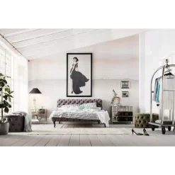 Bett Desire Velvet Silbergrau 160X200 Cm