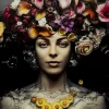 Bild Glas Flower Art Lady 80X80Cm