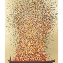 Bild Touched Flower Boat Gold Rot 80X100Cm