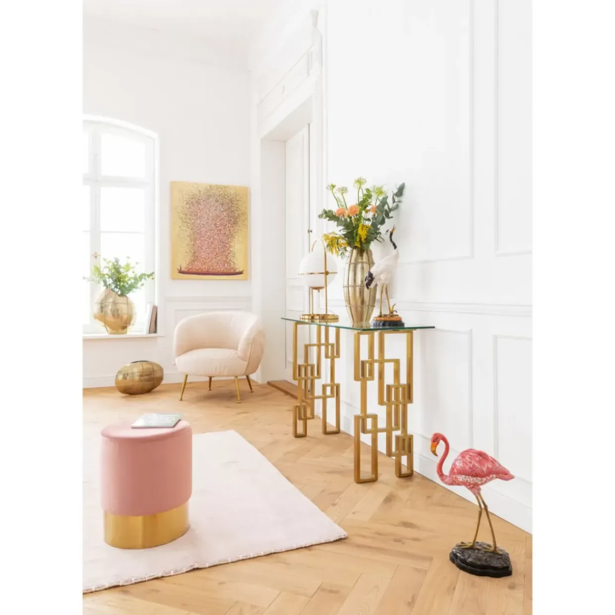 Bild Touched Flower Boat Gold Pink 100X80Cm