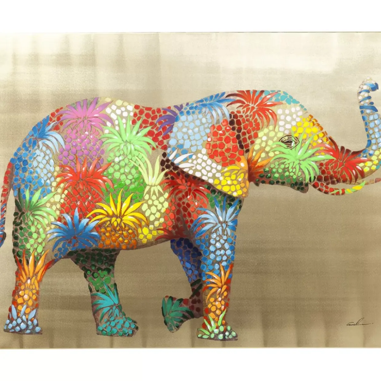 Bild Touched Flower Elefant 90X120Cm