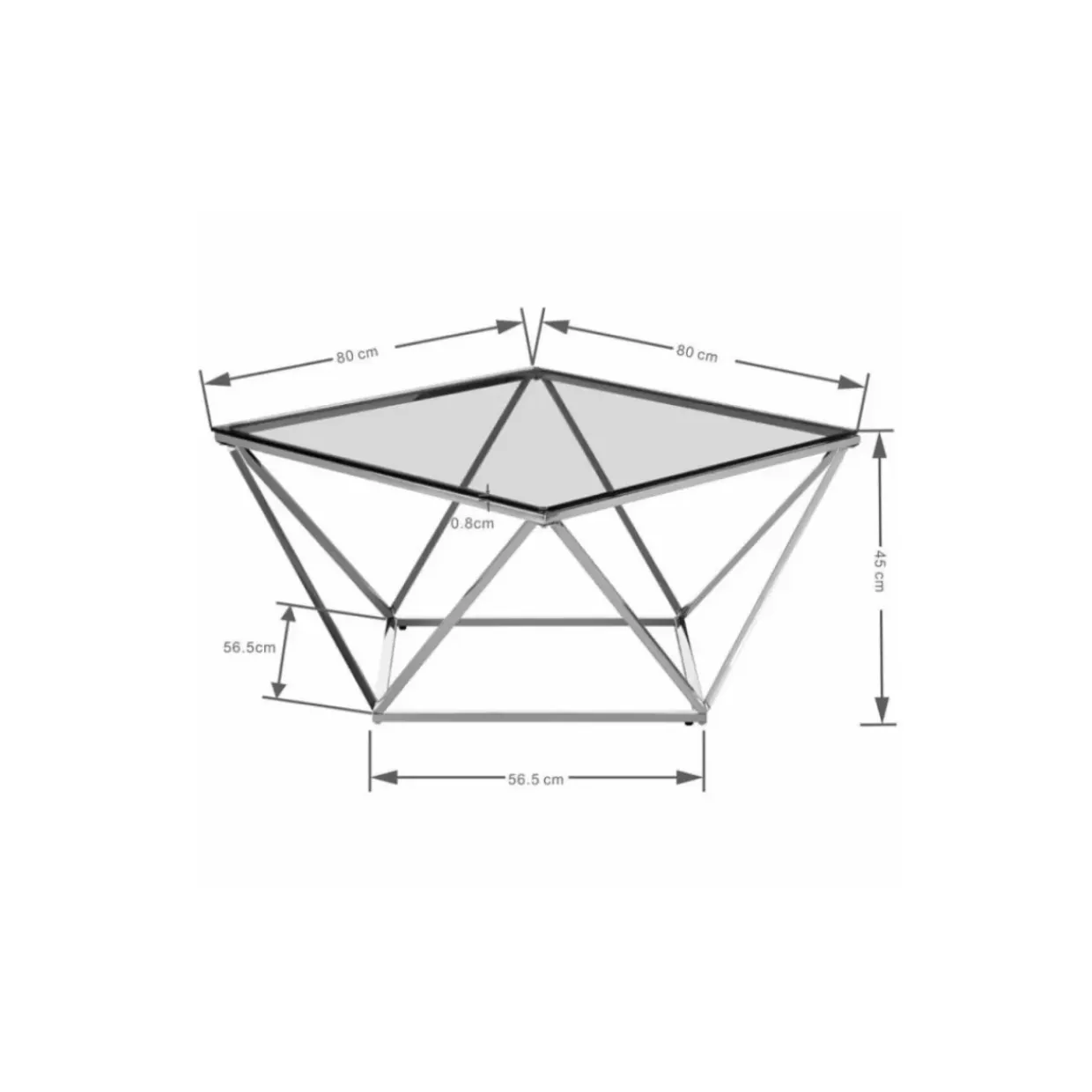 Couchtisch Cristallo Schwarz 80X80Cm
