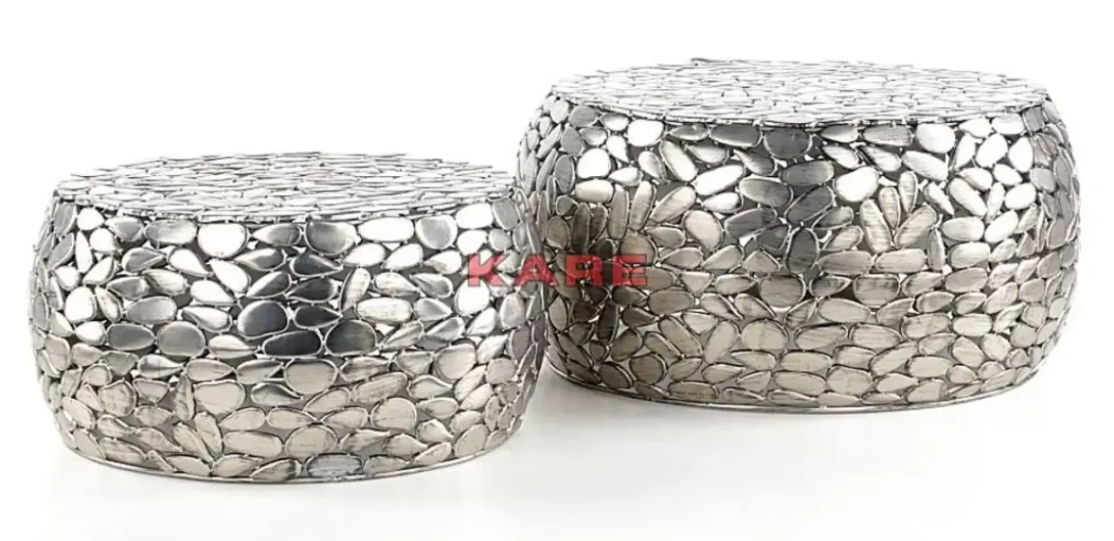 Couchtisch Pebbles Deluxe Silber (2/Set)
