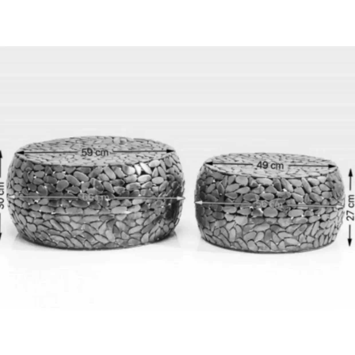 Couchtisch Pebbles Deluxe Silber (2/Set)