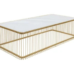 Couchtisch Wire Glas Marble Weis 145X70Cm