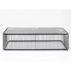 Couchtisch Wire Glas Marble Schwarz 145X70Cm