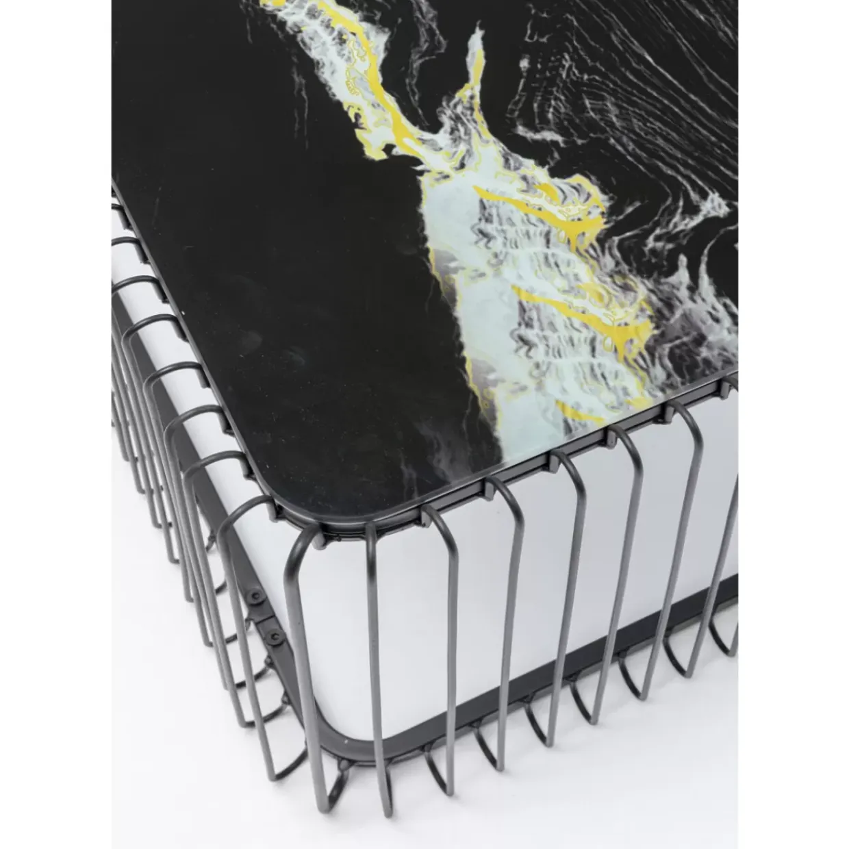 Couchtisch Wire Glas Marble Schwarz 145X70Cm