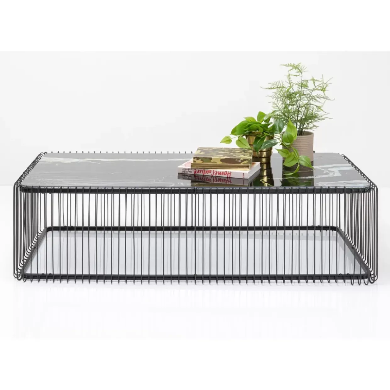 Couchtisch Wire Glas Marble Schwarz 145X70Cm