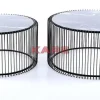 Couchtisch Wire Glas Marble Schwarz (2/Set)