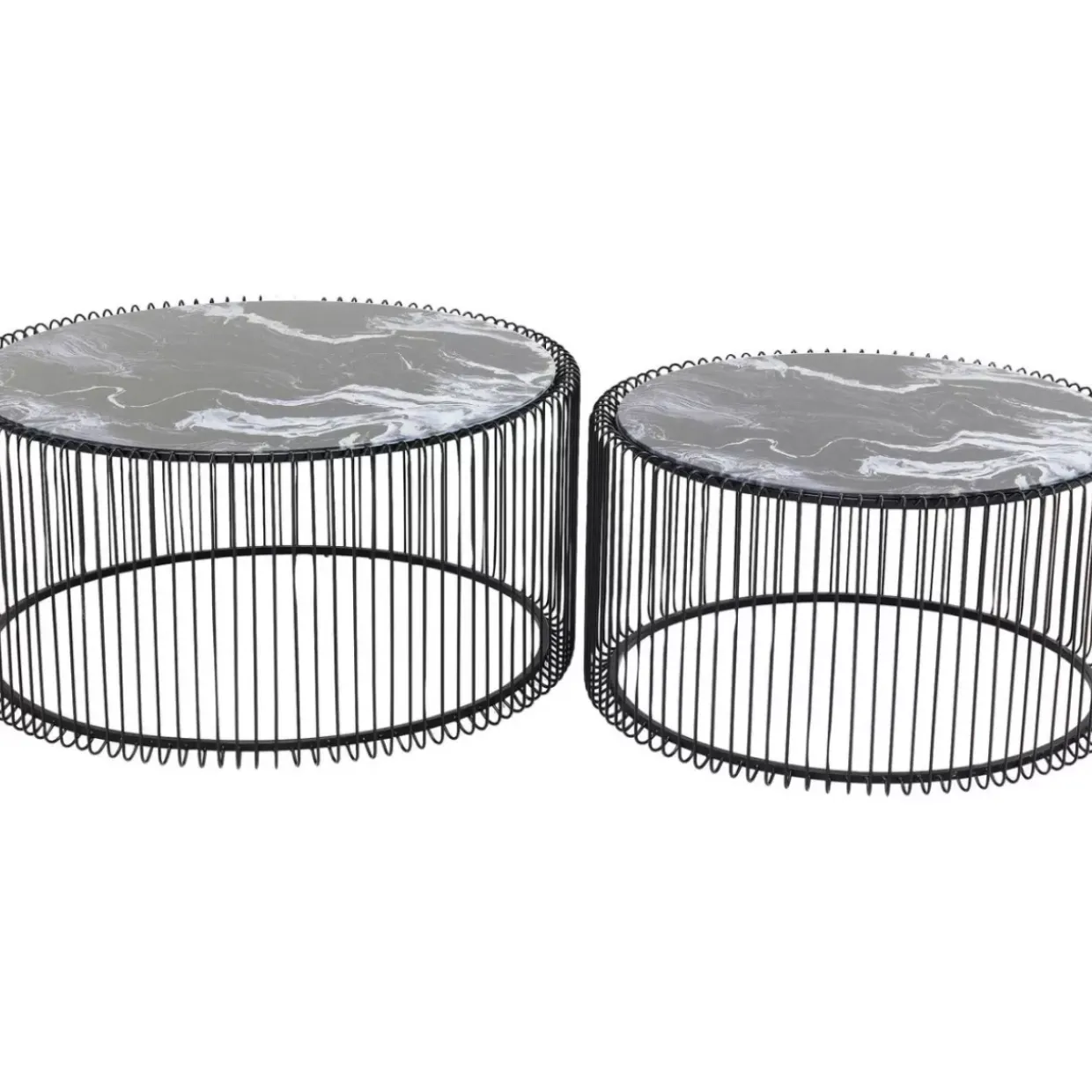 Couchtisch Wire Glas Marble Schwarz (2/Set)