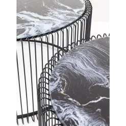 Couchtisch Wire Glas Marble Schwarz (2/Set)