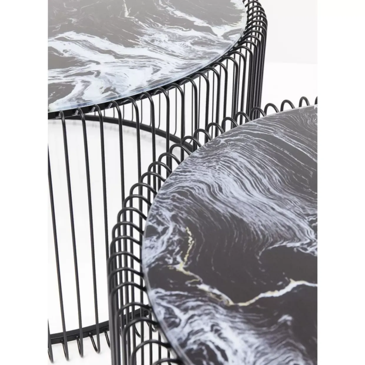 Couchtisch Wire Glas Marble Schwarz (2/Set)