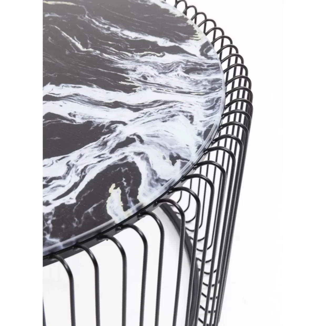 Couchtisch Wire Glas Marble Schwarz (2/Set)