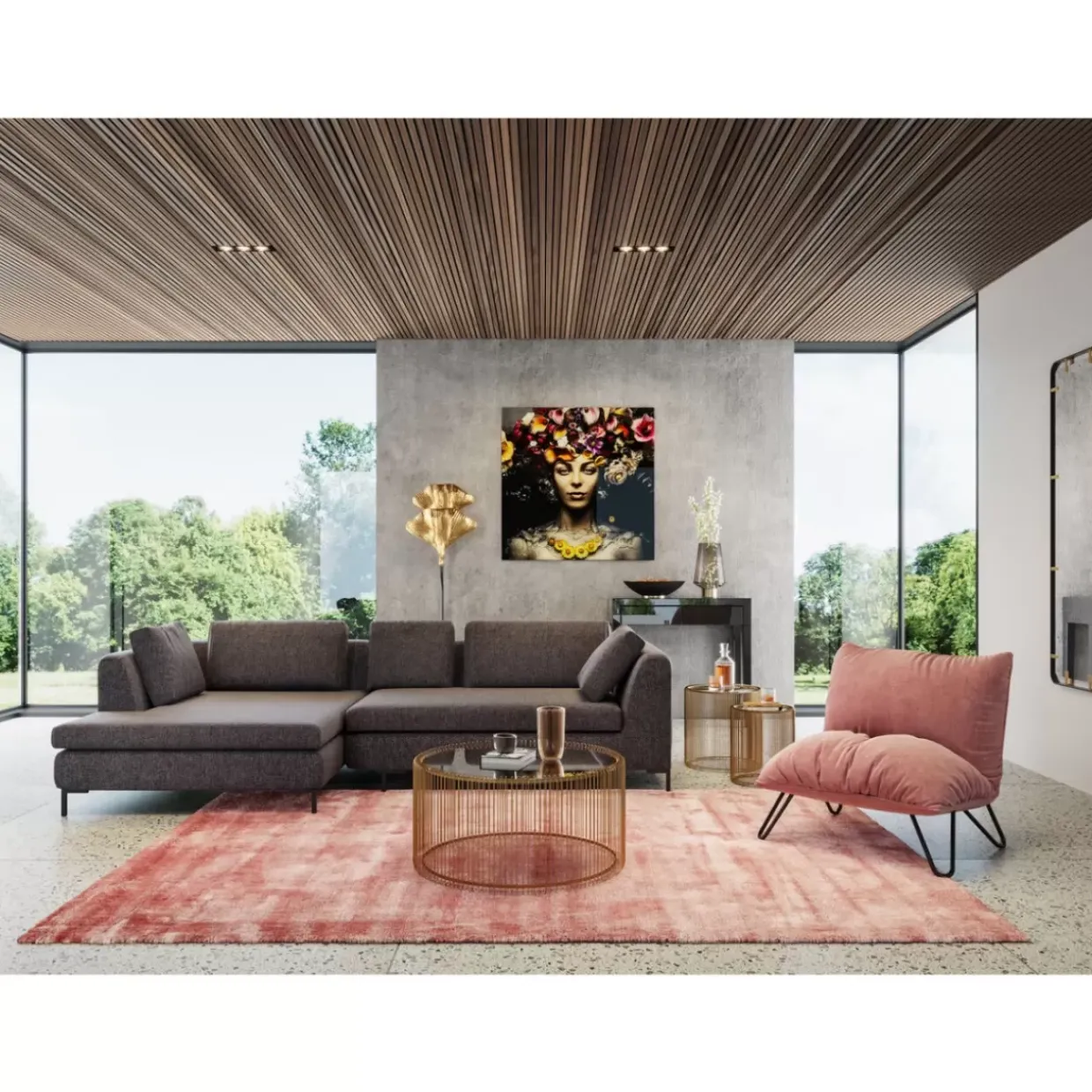 Couchtisch Wire Uno Brass O80Cm