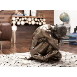 Deko Figur Nude Man Hug Bronze 54Cm