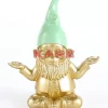 Deko Figur Zwerg Meditation Gold Grun 19Cm