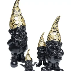 Deko Figur Zwerg Standing Schwarz Gold 61Cm
