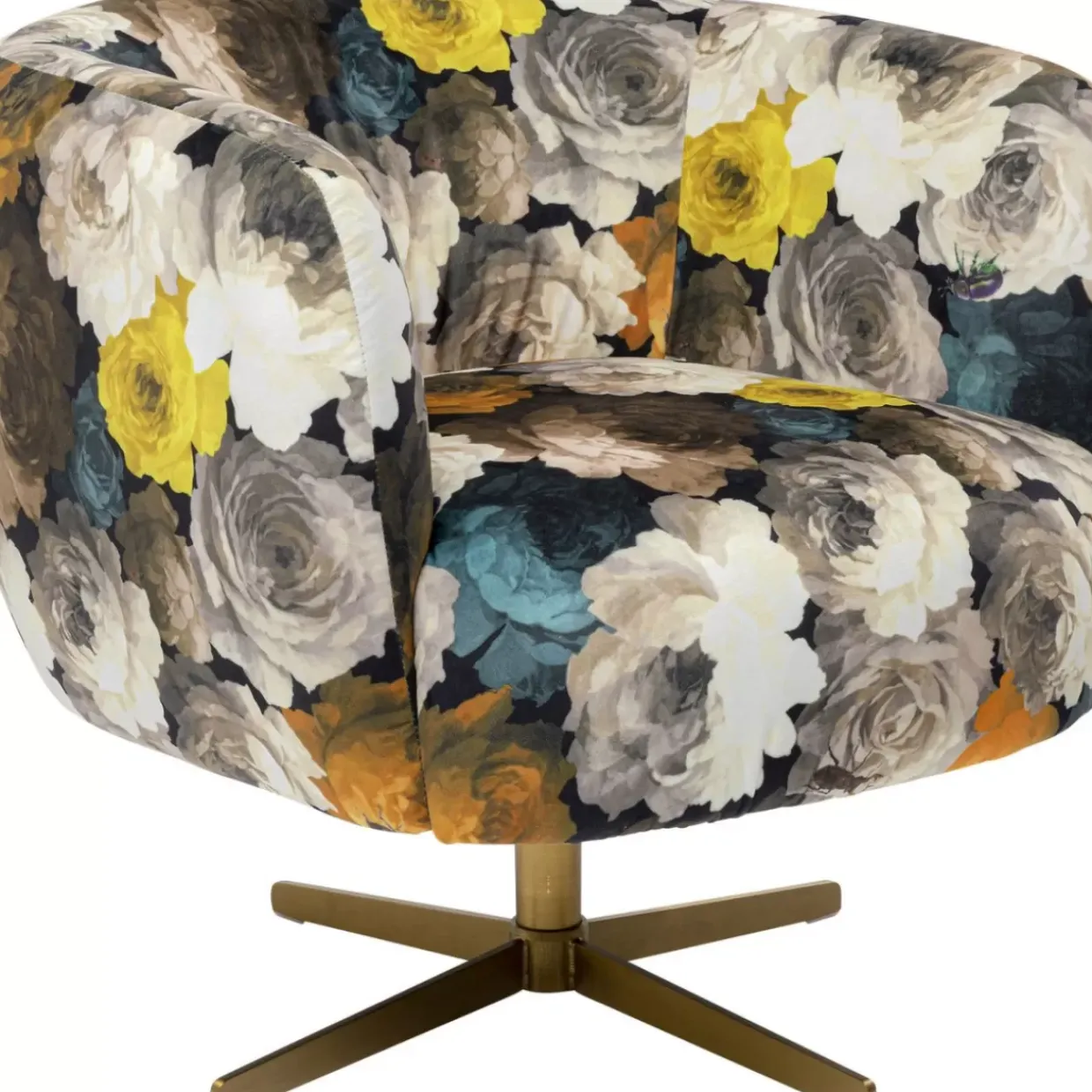 Drehsessel Peony Flower Gelb