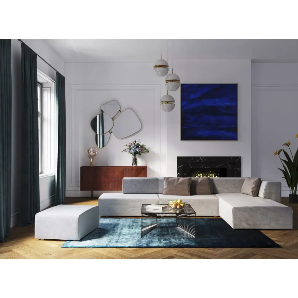 Ecksofa Infinity Ottomane Grau Rechts