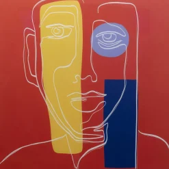 Glasbild Art Face Rot 100X100Cm
