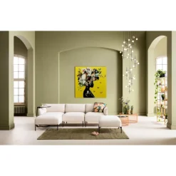 Glasbild Bouquet Beauty Gelb 100X100Cm