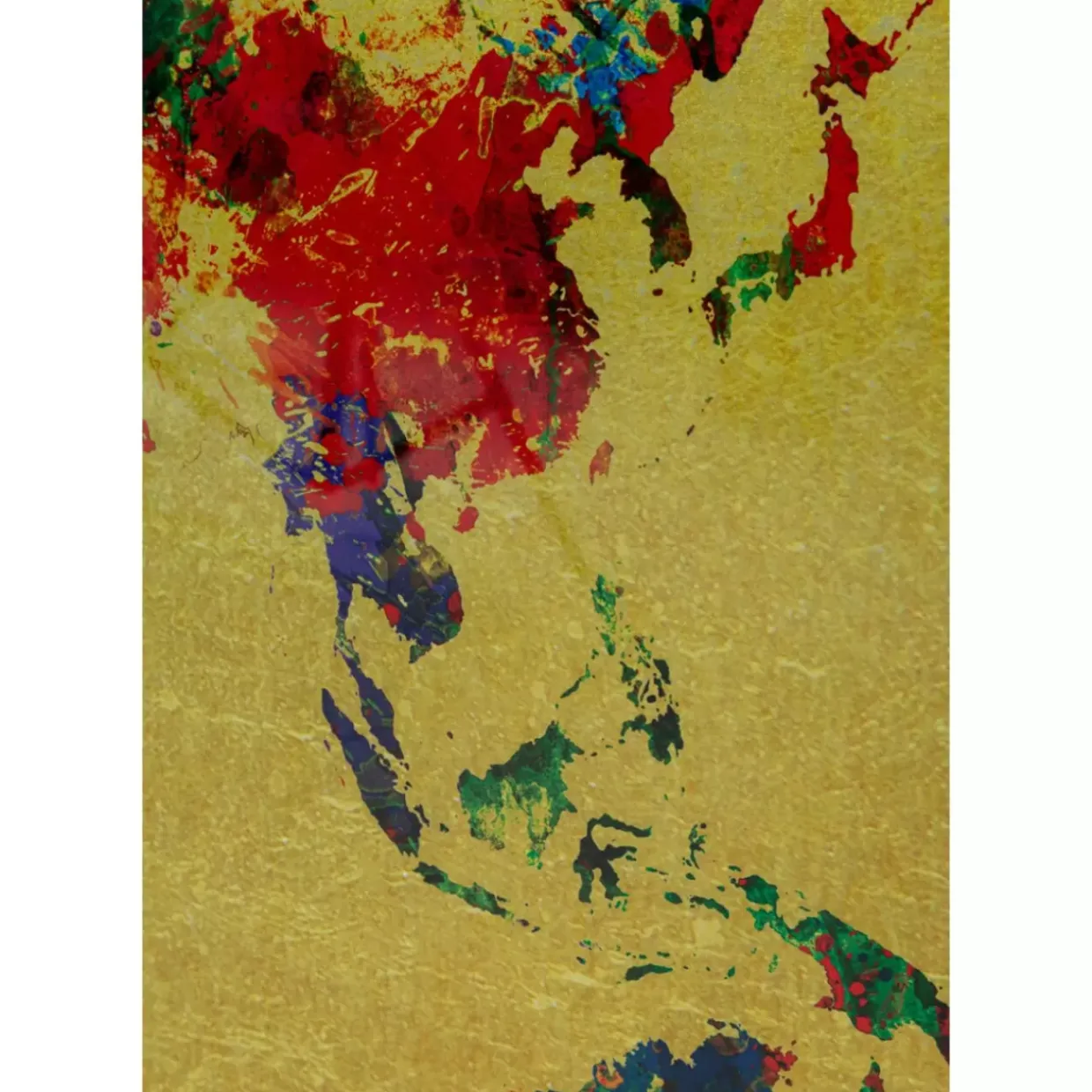 Glasbild Metallic Colourful Map 150X100Cm