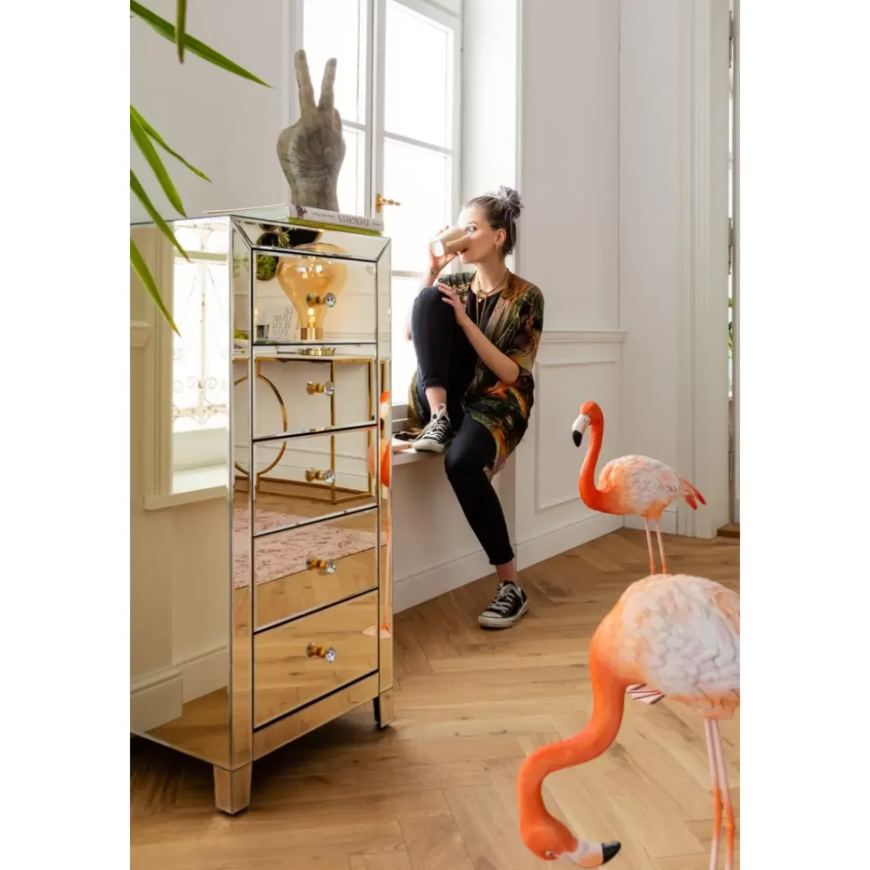 Hochkommode Luxury Champagne 5 Schube