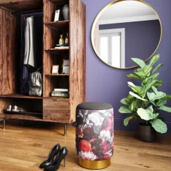 Hocker Cherry Flower Schwarz Brass O32Cm