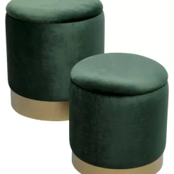 Hocker Cherry Storage Dunkelgrun Brass (2/Set)