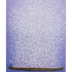 Leinwandbild Flower Boat Lila Weis 120X160Cm