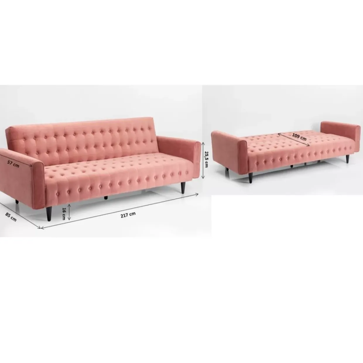 Schlafsofa Milchbar Rose 219Cm
