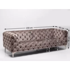 Sofa Look 3-Sitzer Velvet Grau