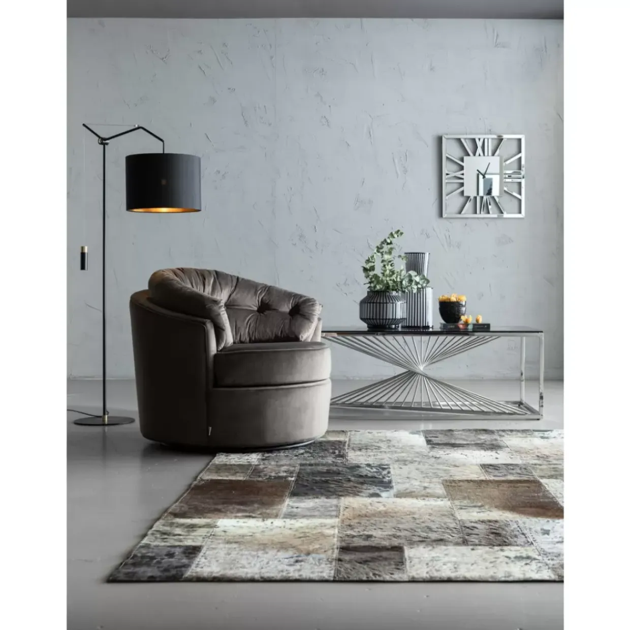 Teppich Squares Grau 170X240Cm
