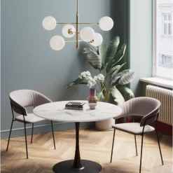Tisch Schickeria Marmor Weis Schwarz O110Cm