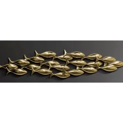 Wandobjekt School Of Tuna Gold 181X41Cm
